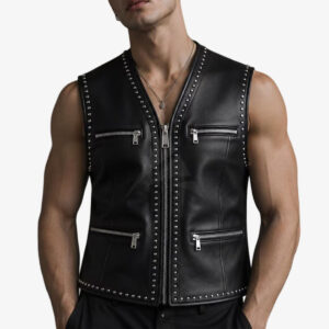 Black Leather Vest Mens​