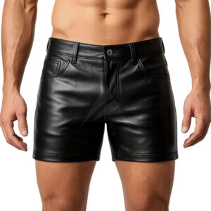 Black Leather Shorts For Men