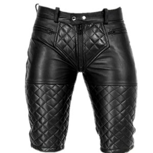 Mens Black Leather Shorts