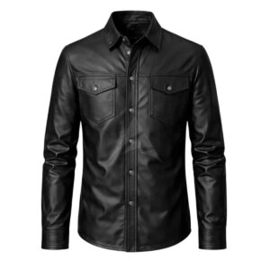 Men's Black Leather Shirt