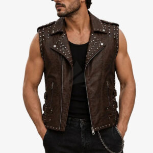 Men's Brown Leather Vest