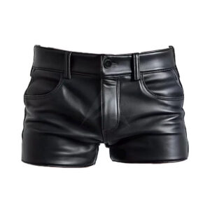 Men's Black Leather Shorts