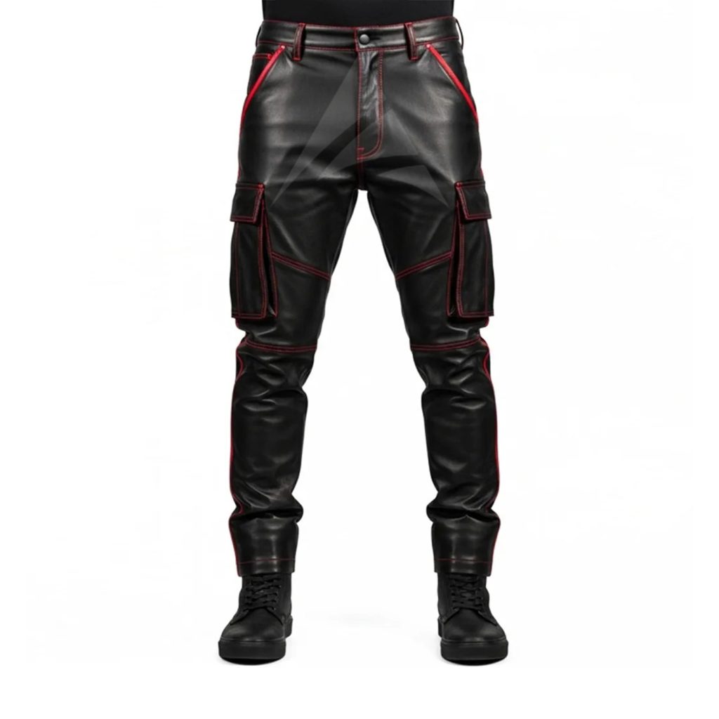 Black Leather Cargo Pants