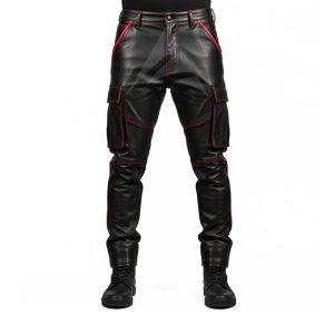 Black Leather Cargo Pants