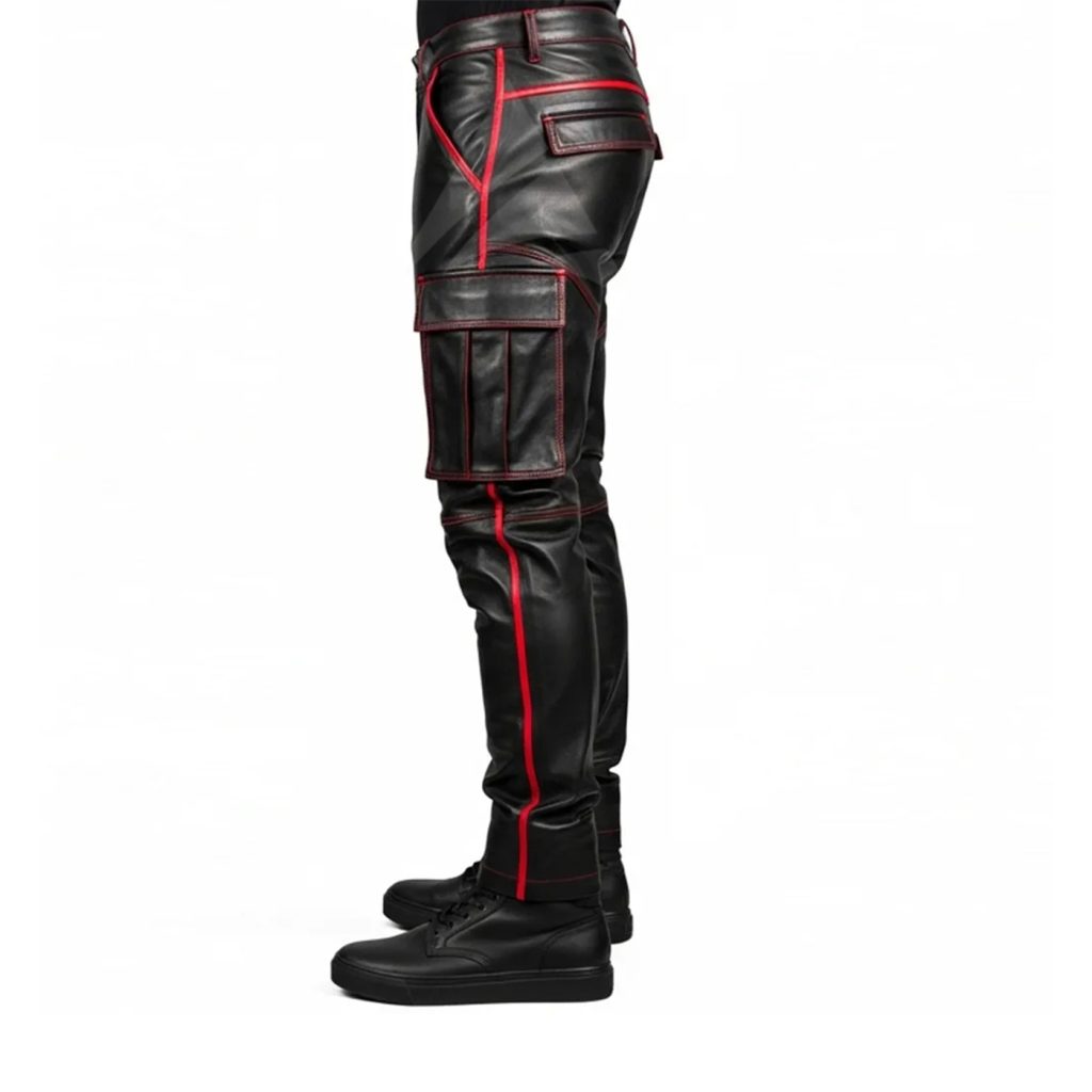 Black Leather Cargo Pants