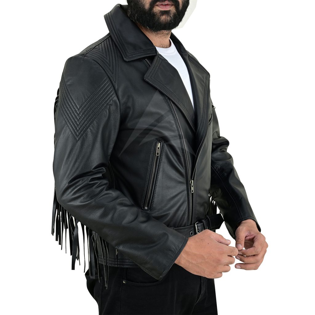 Fringe Leather Jacket Mens