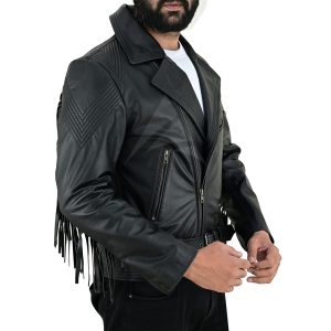 Fringe Leather Jacket Mens