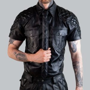 Mens Quilted Leather Shirt